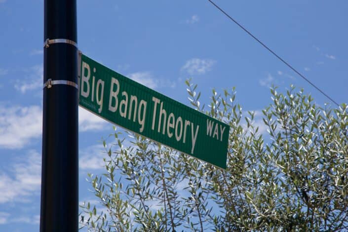 Placa de calle de la teoría del Big Bang